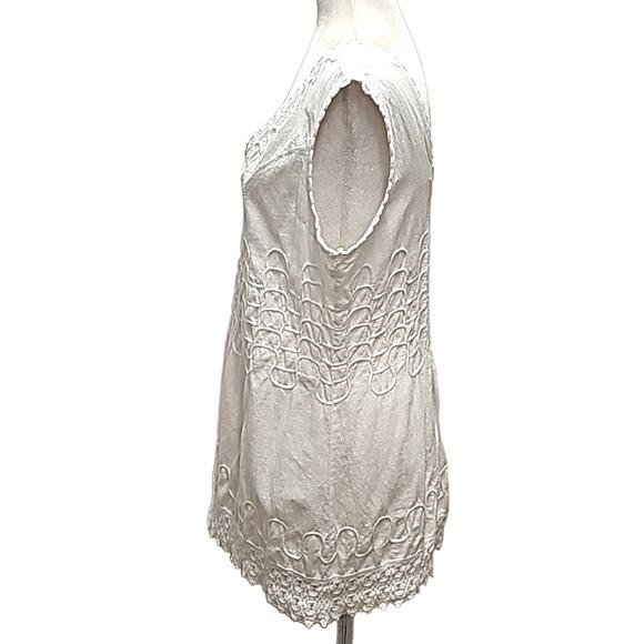 Cotton Natural Womens Gauzy White Embroidered Smocked Back Tunic Top Size XXL - Picture 5 of 13